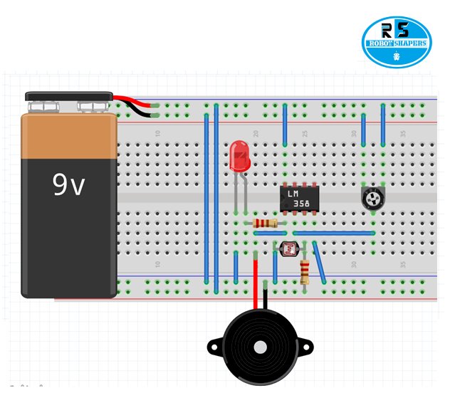 LDR - Light dependent resistor circuit or light detector circuit using OpAmp LM358